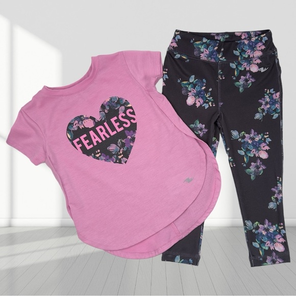 3👚/$15 Athletic Works Outfit for little girl tshirt & floral leggings 2T - Picture 2 of 12